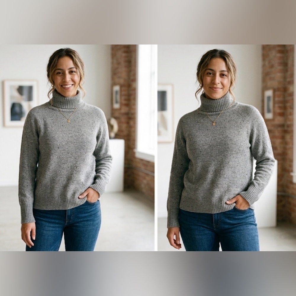 C&C California Heather Gray Turtleneck Sweater (Large)